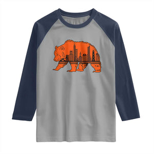 Chicago Skyline Bear Raglan Shirt Windy City Pride True Lover Sports Fan TS02 Sport Gray Navy Print Your Wear