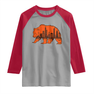 Chicago Skyline Bear Raglan Shirt Windy City Pride True Lover Sports Fan TS02 Sport Gray Red Print Your Wear