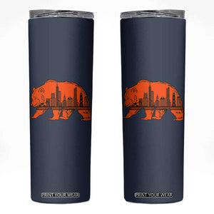 Chicago Skyline Bear Skinny Tumbler Windy City Pride True Lover Sports Fan TS02 Navy Print Your Wear
