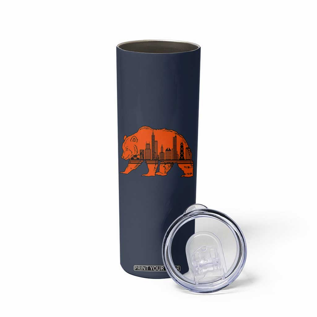 Chicago Skyline Bear Skinny Tumbler Windy City Pride True Lover Sports Fan TS02 Print Your Wear