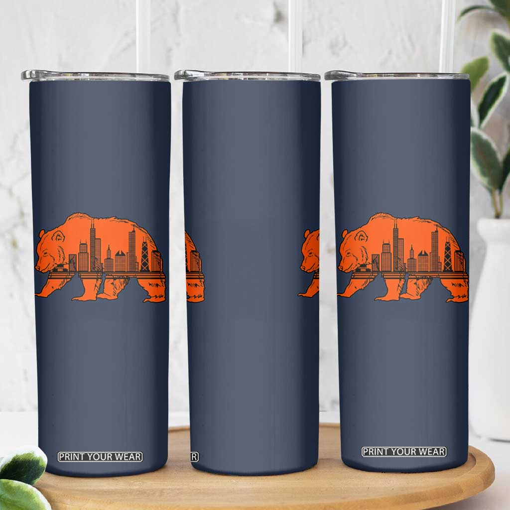 Chicago Skyline Bear Skinny Tumbler Windy City Pride True Lover Sports Fan TS02 Print Your Wear