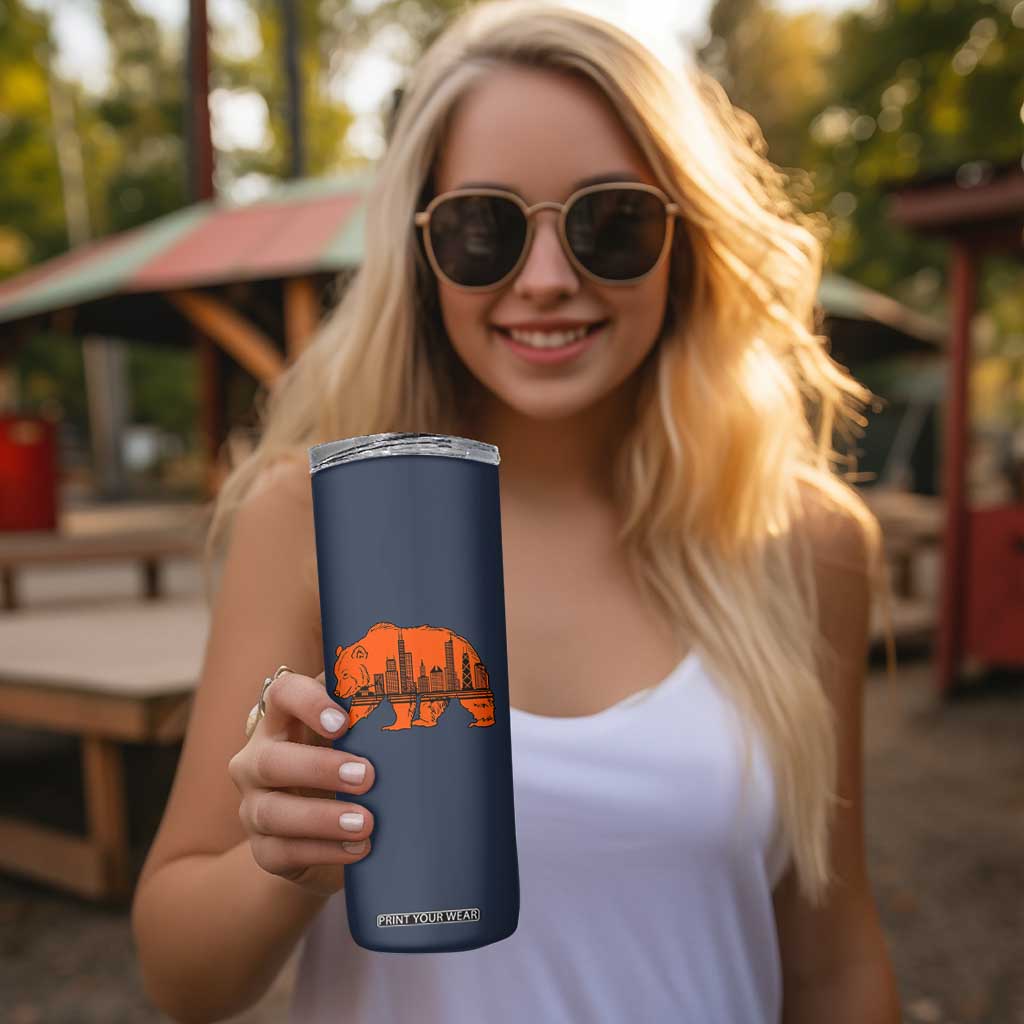 Chicago Skyline Bear Skinny Tumbler Windy City Pride True Lover Sports Fan TS02 Print Your Wear