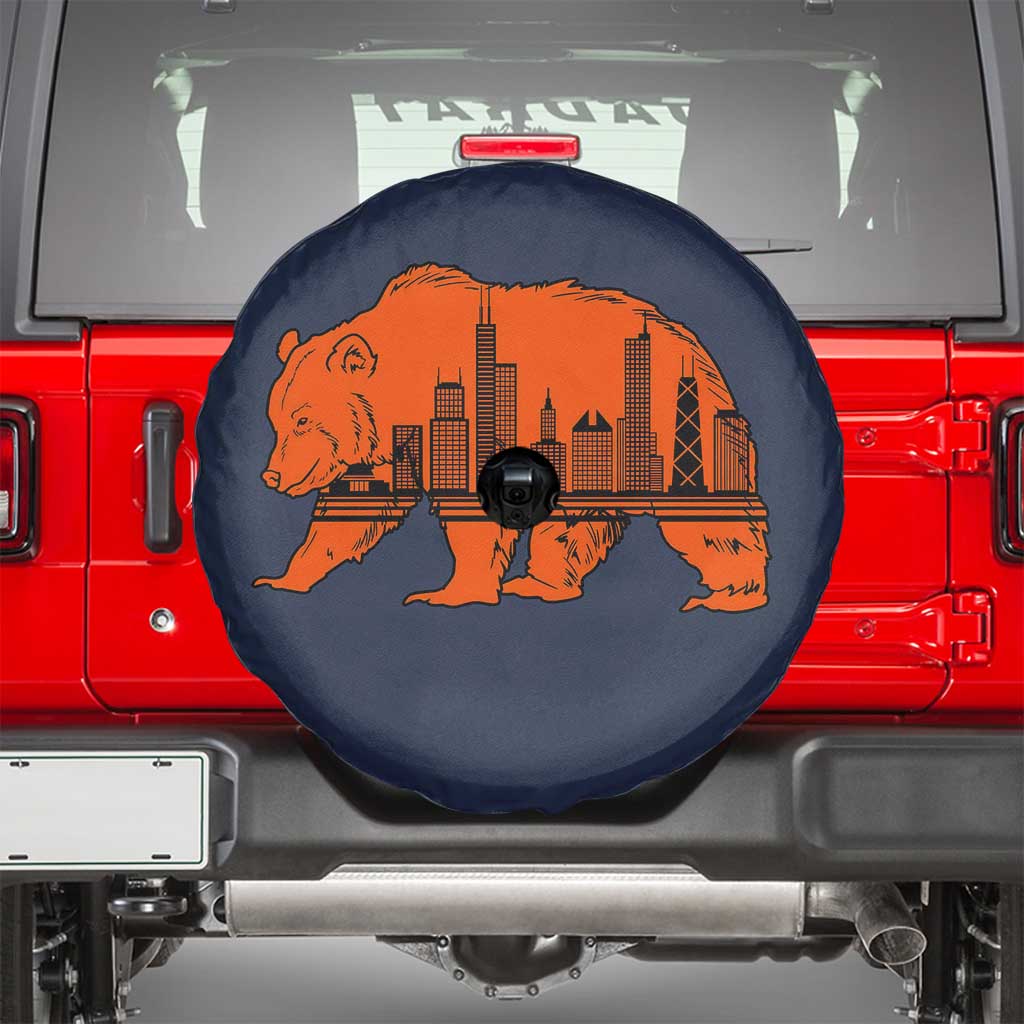 Chicago Skyline Bear Spare Tire Cover Windy City Pride True Lover Sports Fan TS02 Navy Print Your Wear