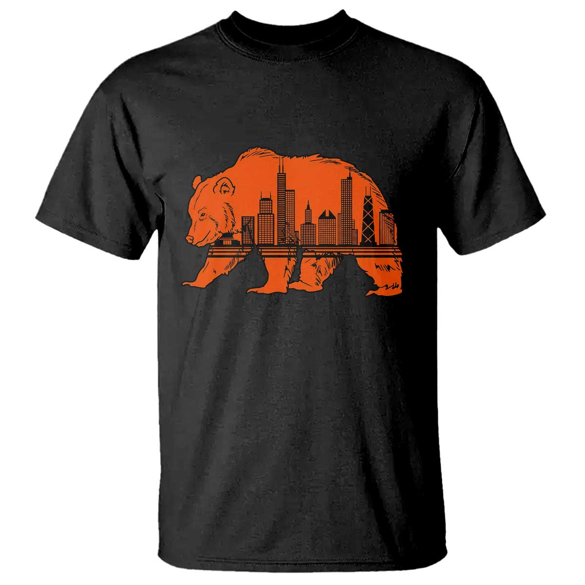 Chicago Skyline Bear T Shirt Windy City Pride True Lover Sports Fan TS02 Black Print Your Wear