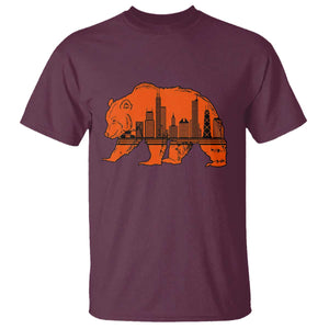 Chicago Skyline Bear T Shirt Windy City Pride True Lover Sports Fan TS02 Maroon Print Your Wear
