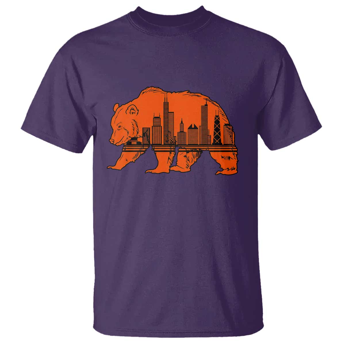 Chicago Skyline Bear T Shirt Windy City Pride True Lover Sports Fan TS02 Purple Print Your Wear