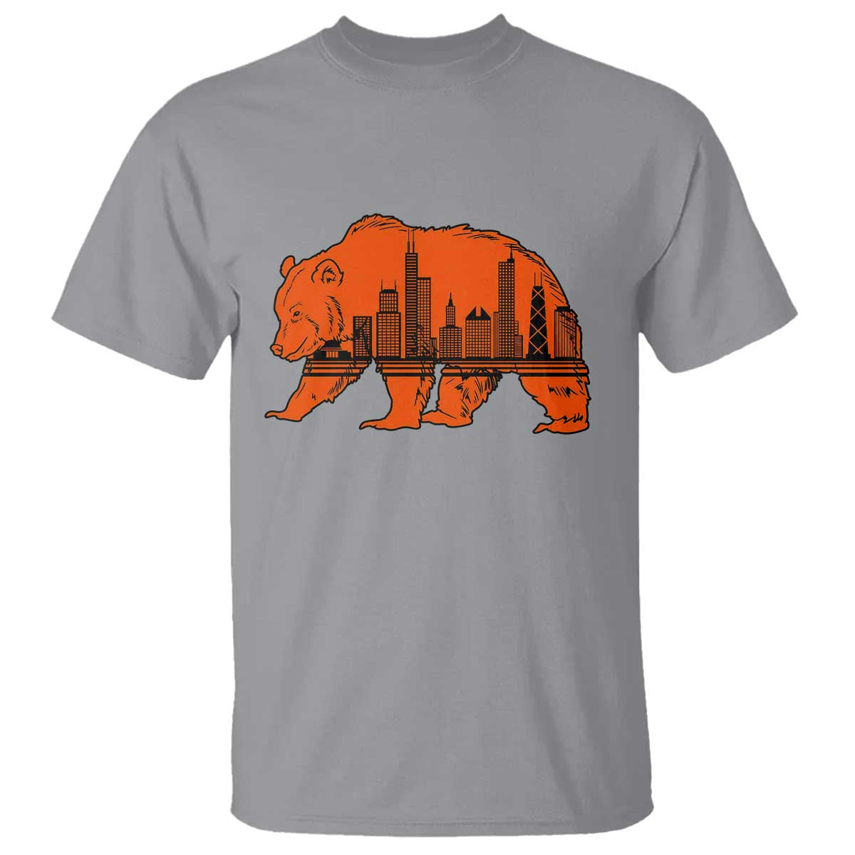 Chicago Skyline Bear T Shirt Windy City Pride True Lover Sports Fan TS02 Sport Gray Print Your Wear