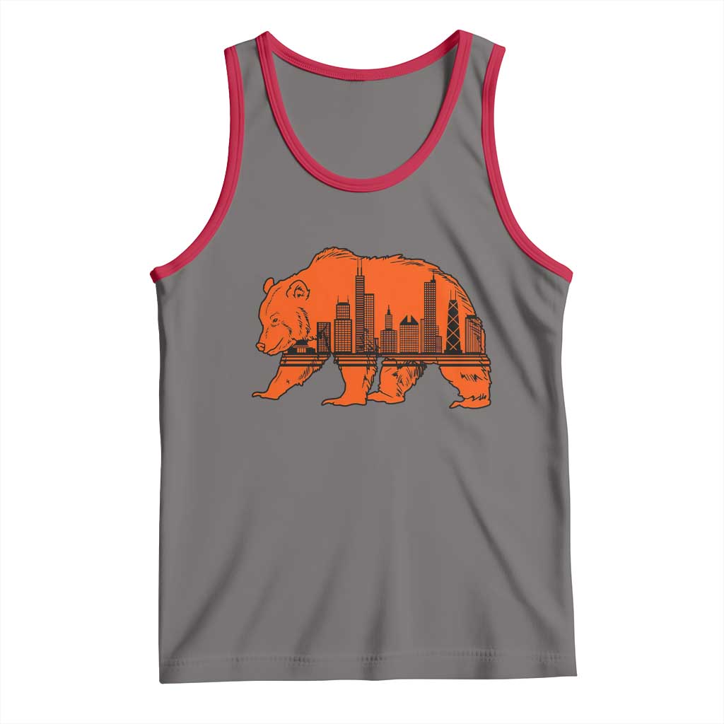 Chicago Skyline Bear Tank Top Windy City Pride True Lover Sports Fan TS02 Deep Heather Red Print Your Wear