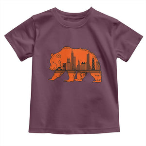 Chicago Skyline Bear Toddler T Shirt Windy City Pride True Lover Sports Fan TS02 Maroon Print Your Wear