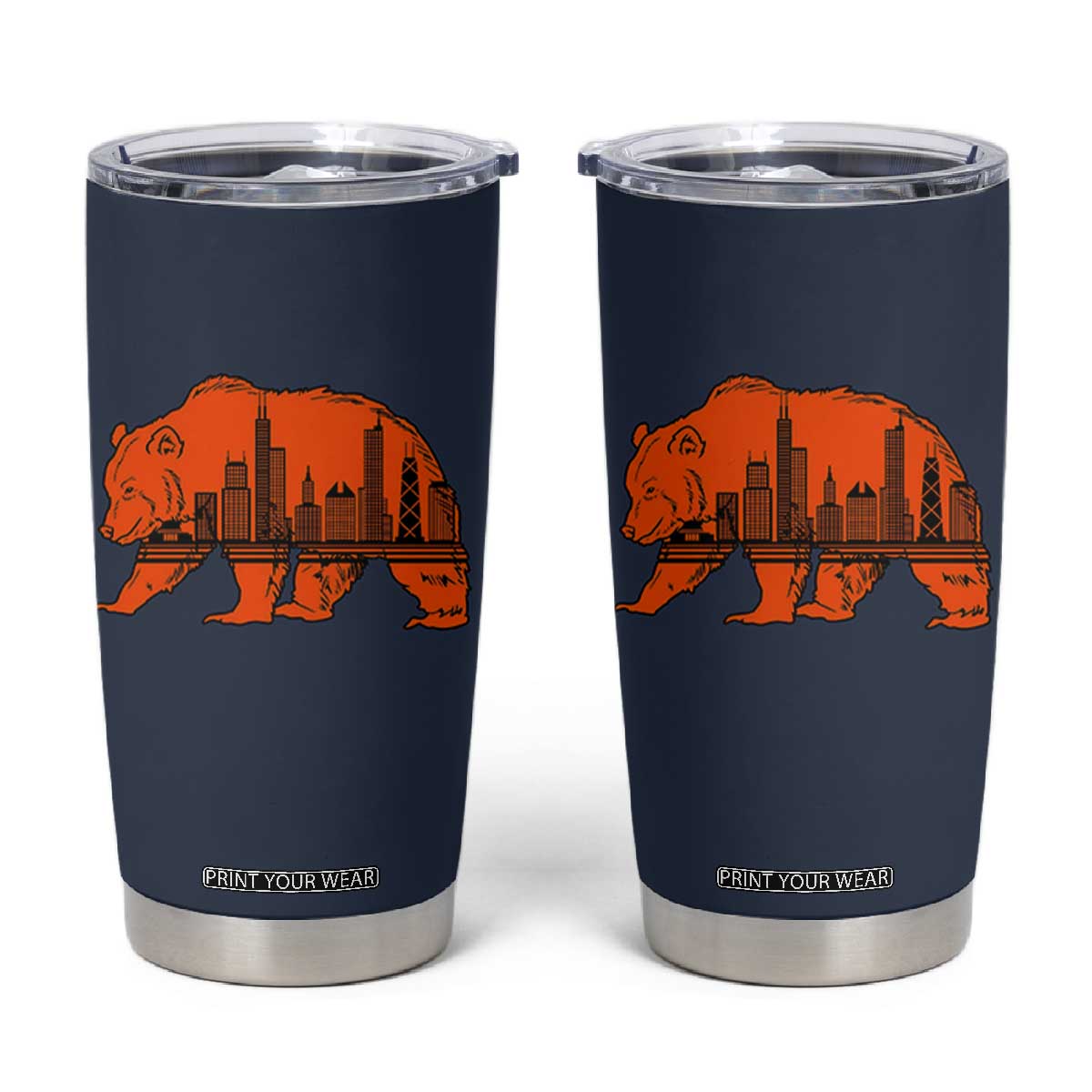 Chicago Skyline Bear Tumbler Cup Windy City Pride True Lover Sports Fan TS02 Navy Print Your Wear