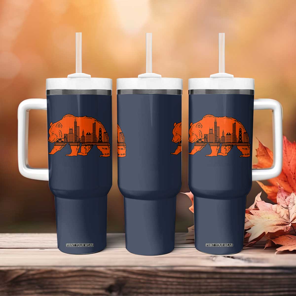Chicago Skyline Bear Tumbler With Handle Windy City Pride True Lover Sports Fan TS02 Print Your Wear