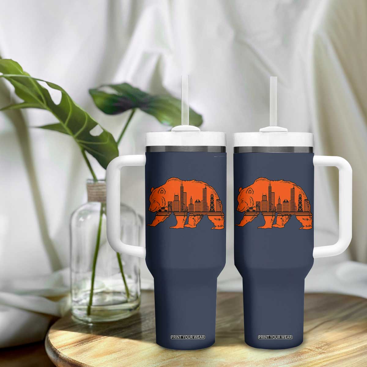 Chicago Skyline Bear Tumbler With Handle Windy City Pride True Lover Sports Fan TS02 Print Your Wear