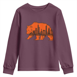 Chicago Skyline Bear Youth Sweatshirt Windy City Pride True Lover Sports Fan TS02 Maroon Print Your Wear