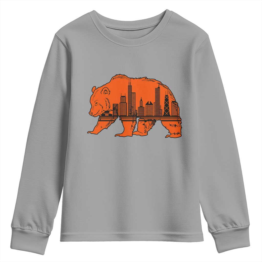 Chicago Skyline Bear Youth Sweatshirt Windy City Pride True Lover Sports Fan TS02 Sport Gray Print Your Wear