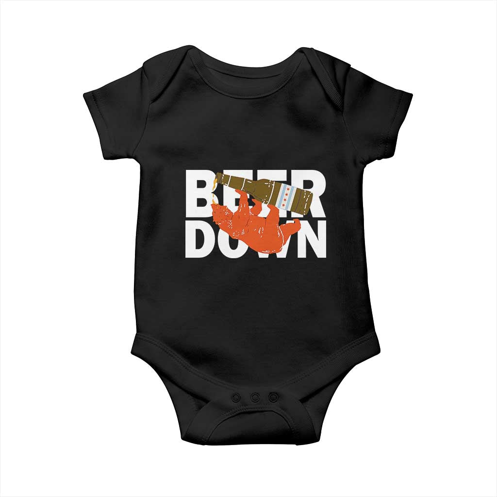 Funny Drinking Bear Beer Down Baby Onesie Tailgate Gift for Football Fans TS02 Black Print Your Wear