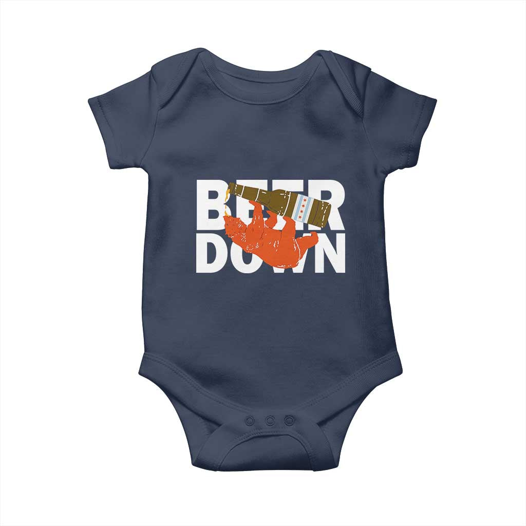 Funny Drinking Bear Beer Down Baby Onesie Tailgate Gift for Football Fans TS02 Navy Print Your Wear