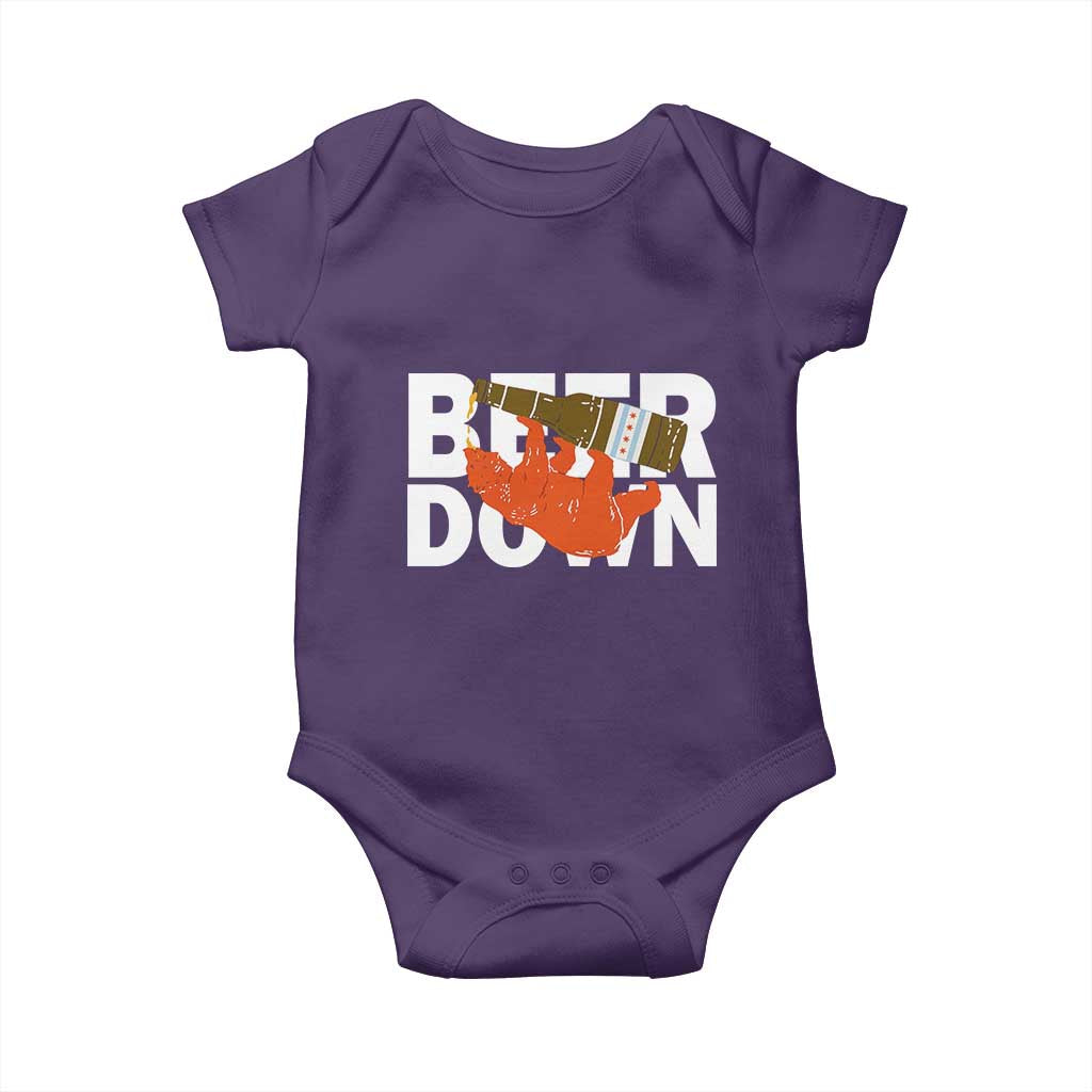 Funny Drinking Bear Beer Down Baby Onesie Tailgate Gift for Football Fans TS02 Purple Print Your Wear