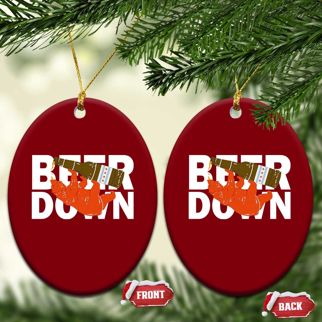 Funny Drinking Bear Beer Down Ceramic Ornament Tailgate Gift for Football Fans TS02 Print Your Wear