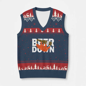 Funny Drinking Bear Beer Down V-Neck Knit Sweater Vest Tailgate Gift for Football Fans TS02 Navy Red Print Your Wear