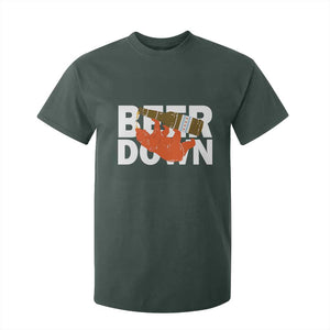 Funny Drinking Bear Beer Down T Shirt For Kid Tailgate Gift for Football Fans TS02 Dark Forest Green Print Your Wear