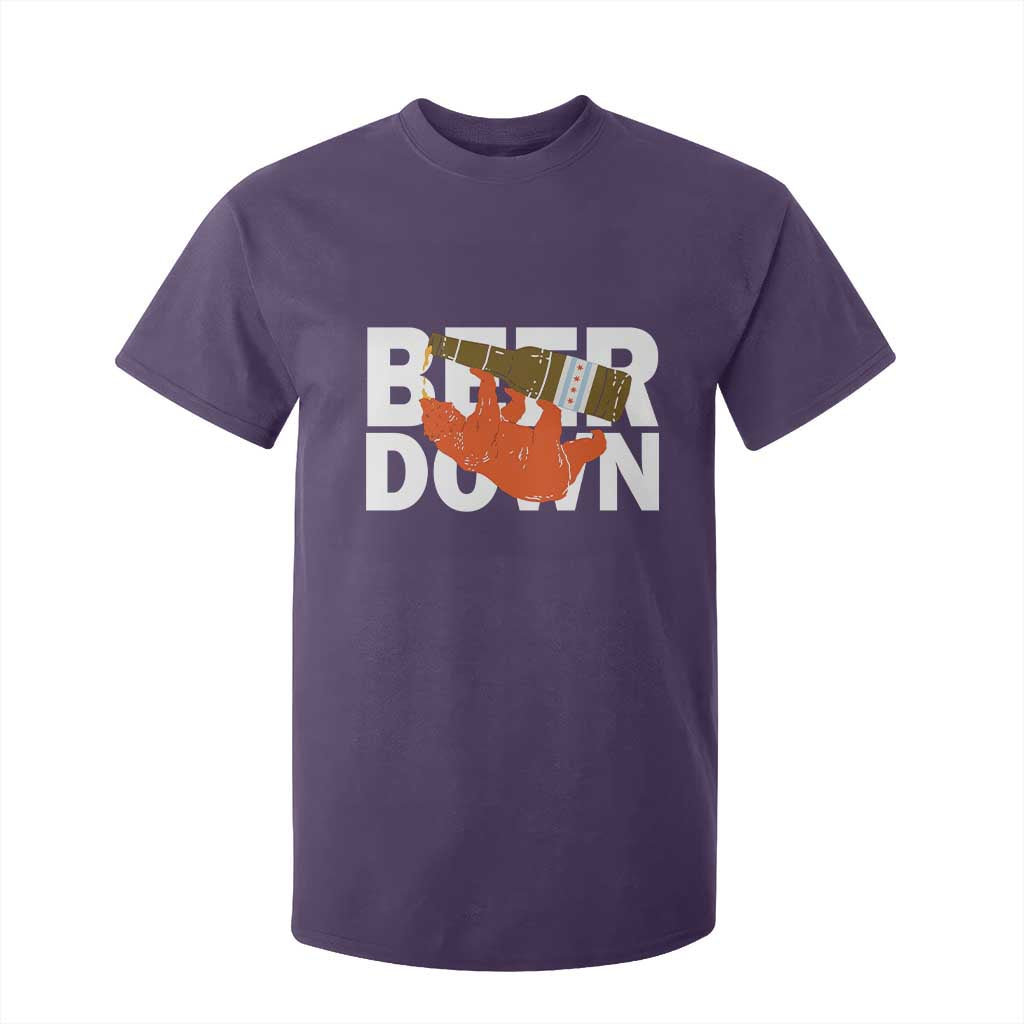 Funny Drinking Bear Beer Down T Shirt For Kid Tailgate Gift for Football Fans TS02 Purple Print Your Wear