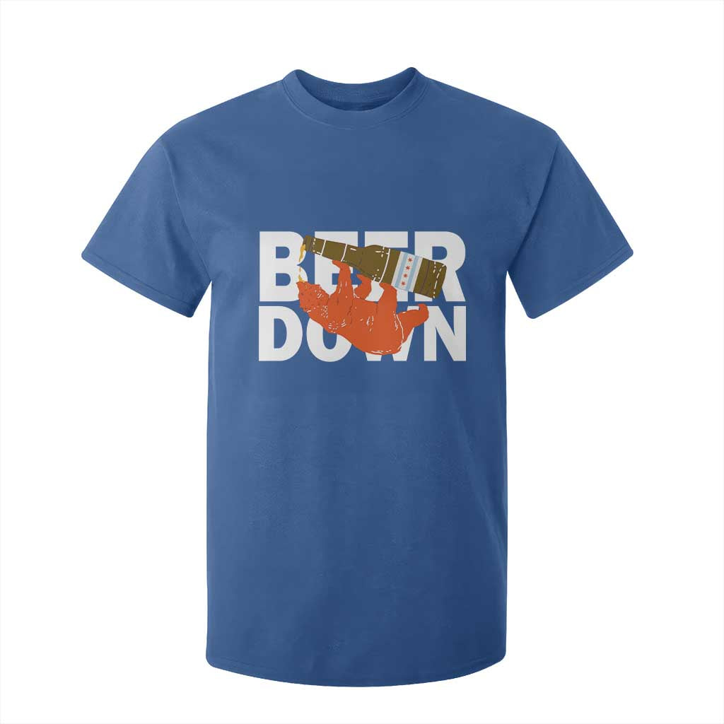 Funny Drinking Bear Beer Down T Shirt For Kid Tailgate Gift for Football Fans TS02 Royal Blue Print Your Wear
