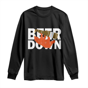 Funny Drinking Bear Beer Down Long Sleeve Shirt Tailgate Gift for Football Fans TS02 Black Print Your Wear