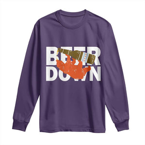 Funny Drinking Bear Beer Down Long Sleeve Shirt Tailgate Gift for Football Fans TS02 Purple Print Your Wear