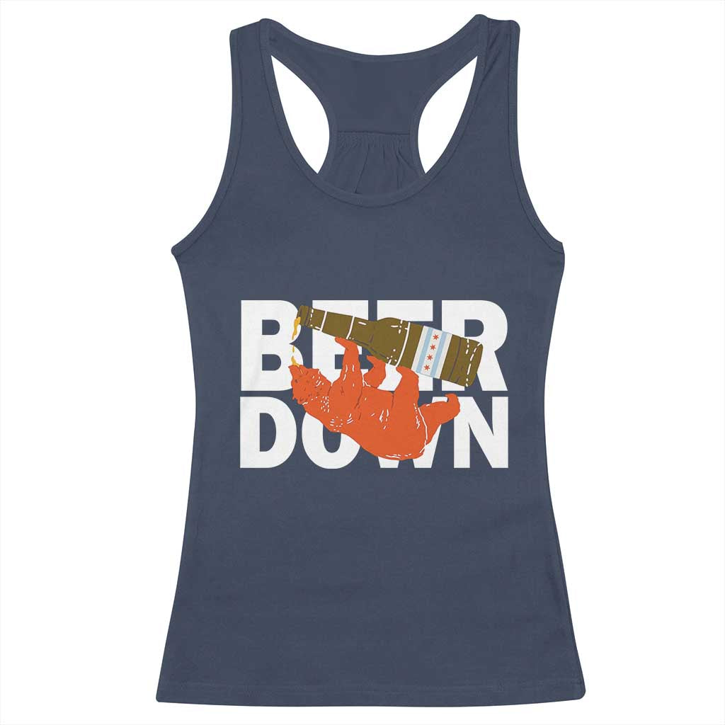 Funny Drinking Bear Beer Down Racerback Tank Top Tailgate Gift for Football Fans TS02 Navy Print Your Wear