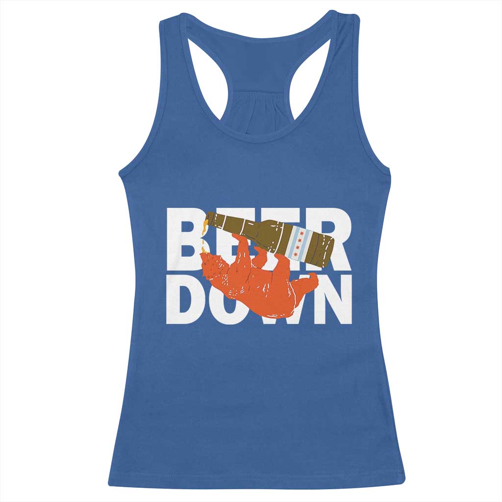 Funny Drinking Bear Beer Down Racerback Tank Top Tailgate Gift for Football Fans TS02 Royal Blue Print Your Wear