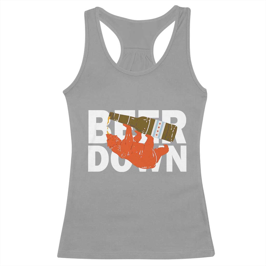 Funny Drinking Bear Beer Down Racerback Tank Top Tailgate Gift for Football Fans TS02 Sport Gray Print Your Wear