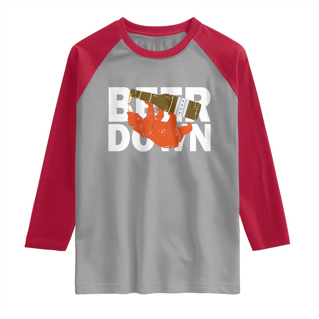 Funny Drinking Bear Beer Down Raglan Shirt Tailgate Gift for Football Fans TS02 Sport Gray Red Print Your Wear