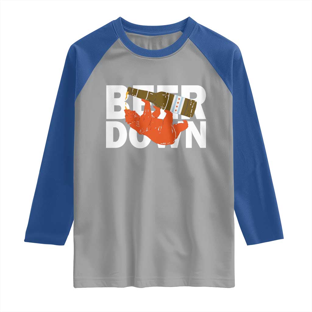 Funny Drinking Bear Beer Down Raglan Shirt Tailgate Gift for Football Fans TS02 Sport Gray Royal Print Your Wear