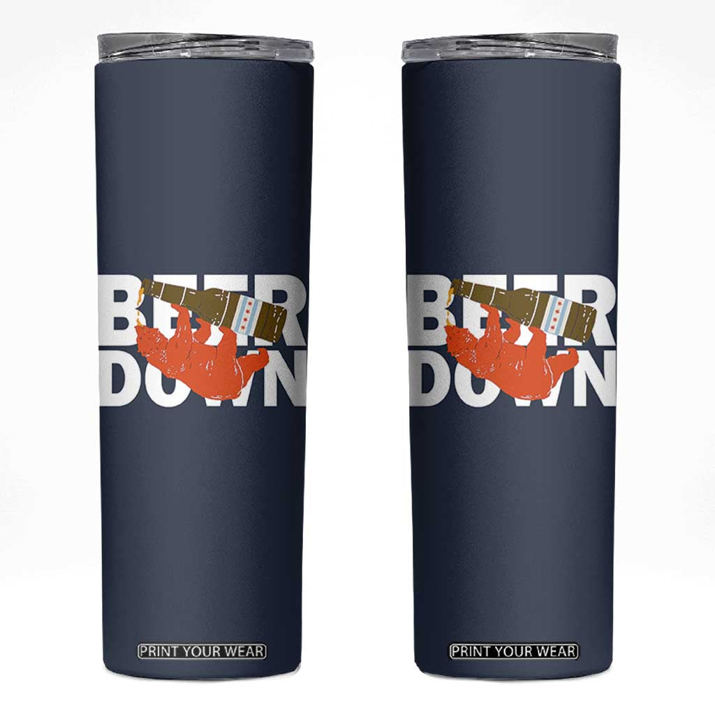 Funny Drinking Bear Beer Down Skinny Tumbler Tailgate Gift for Football Fans TS02 Navy Print Your Wear