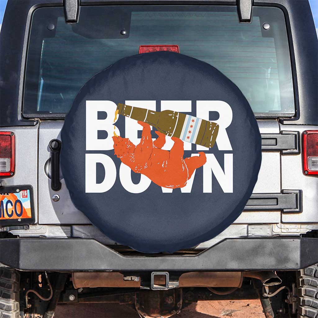 Funny Drinking Bear Beer Down Spare Tire Cover Tailgate Gift for Football Fans TS02 No hole Navy Print Your Wear