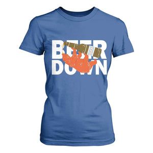 Funny Drinking Bear Beer Down T Shirt For Women Tailgate Gift for Football Fans TS02 Royal Blue Print Your Wear