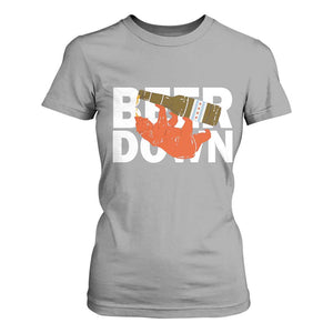 Funny Drinking Bear Beer Down T Shirt For Women Tailgate Gift for Football Fans TS02 Sport Gray Print Your Wear