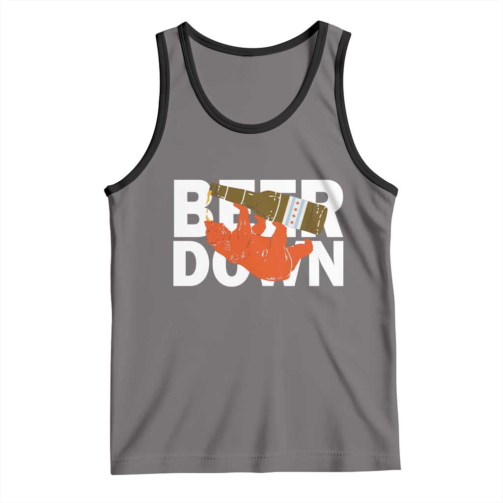 Funny Drinking Bear Beer Down Tank Top Tailgate Gift for Football Fans TS02 Deep Heather Black Print Your Wear