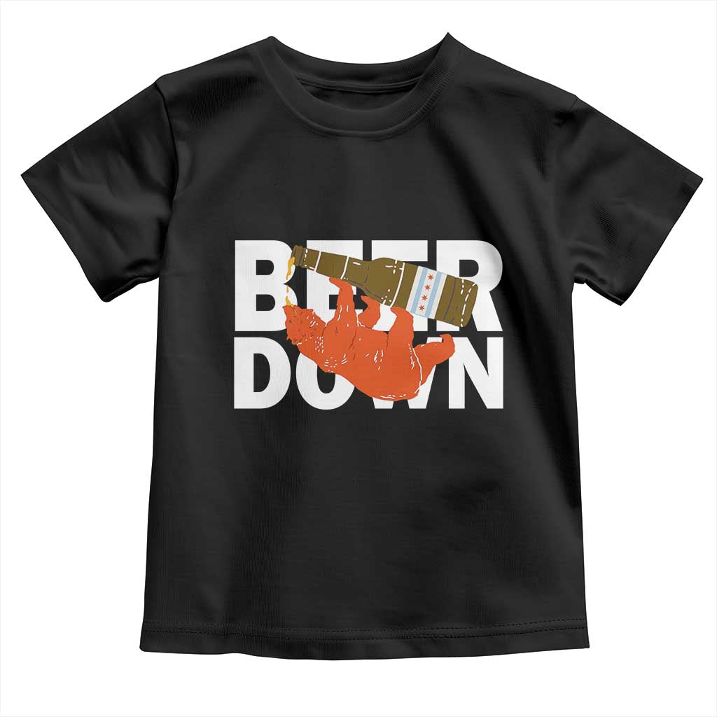 Funny Drinking Bear Beer Down Toddler T Shirt Tailgate Gift for Football Fans TS02 Black Print Your Wear