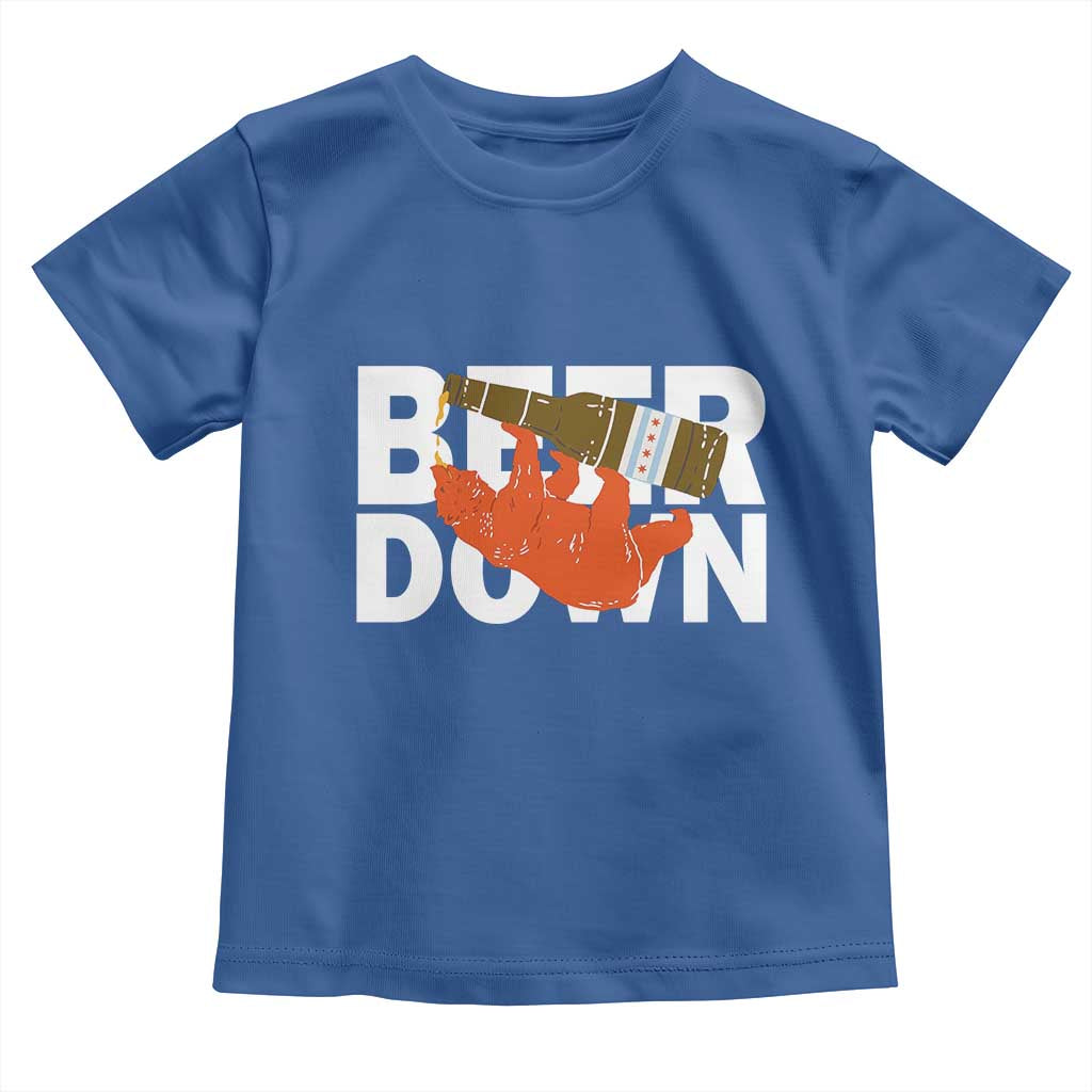 Funny Drinking Bear Beer Down Toddler T Shirt Tailgate Gift for Football Fans TS02 Royal Blue Print Your Wear