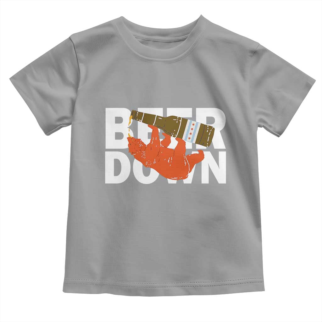 Funny Drinking Bear Beer Down Toddler T Shirt Tailgate Gift for Football Fans TS02 Sport Gray Print Your Wear