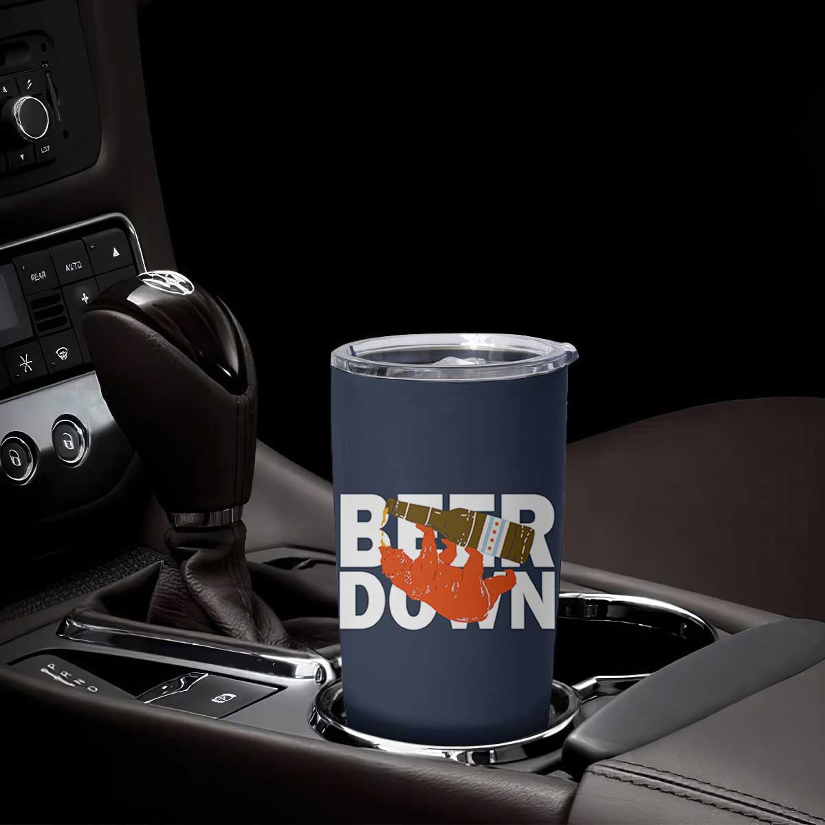 Funny Drinking Bear Beer Down Tumbler Cup Tailgate Gift for Football Fans TS02 Print Your Wear