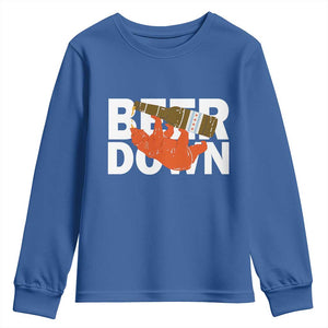 Funny Drinking Bear Beer Down Youth Sweatshirt Tailgate Gift for Football Fans TS02 Royal Blue Print Your Wear