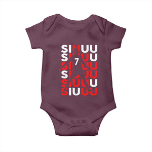 Siuuuu Celebration Number 7 Seven Soccer Fans Baby Onesie TS02 Maroon Print Your Wear