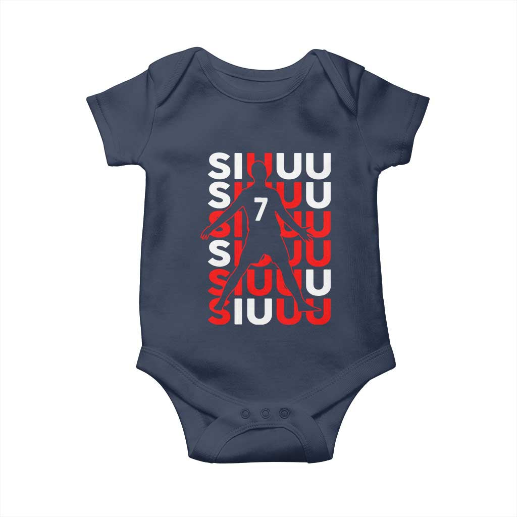 Siuuuu Celebration Number 7 Seven Soccer Fans Baby Onesie TS02 Navy Print Your Wear