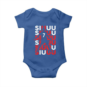 Siuuuu Celebration Number 7 Seven Soccer Fans Baby Onesie TS02 Royal Blue Print Your Wear