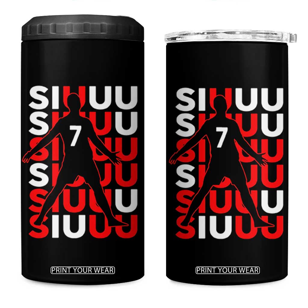 Siuuuu Celebration Number 7 Seven Soccer Fans 4 in 1 Can Cooler Tumbler TS02 One Size: 16 oz Black Print Your Wear