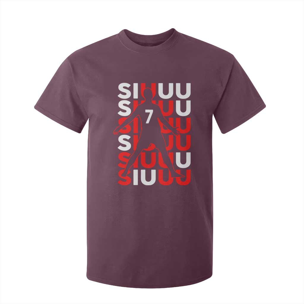 Siuuuu Celebration Number 7 Seven Soccer Fans T Shirt For Kid TS02 Maroon Print Your Wear
