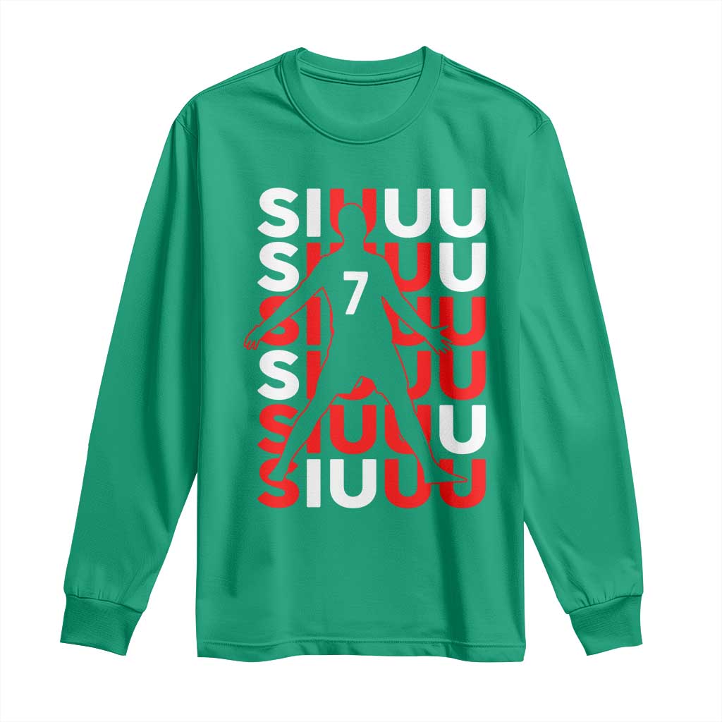 Siuuuu Celebration Number 7 Seven Soccer Fans Long Sleeve Shirt TS02 Irish Green Print Your Wear