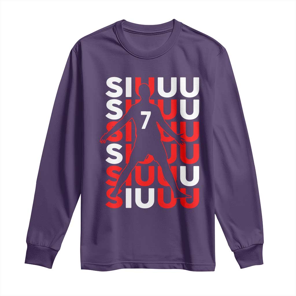 Siuuuu Celebration Number 7 Seven Soccer Fans Long Sleeve Shirt TS02 Purple Print Your Wear